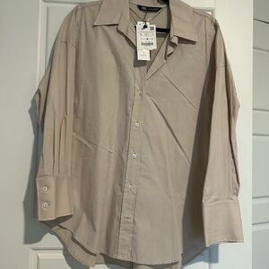 Zara light tan oversized button down